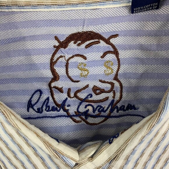 Robert Graham Men Shirt 2XL White Vertical Striped Paisley Button Up Long Sleeve - Picture 5 of 10